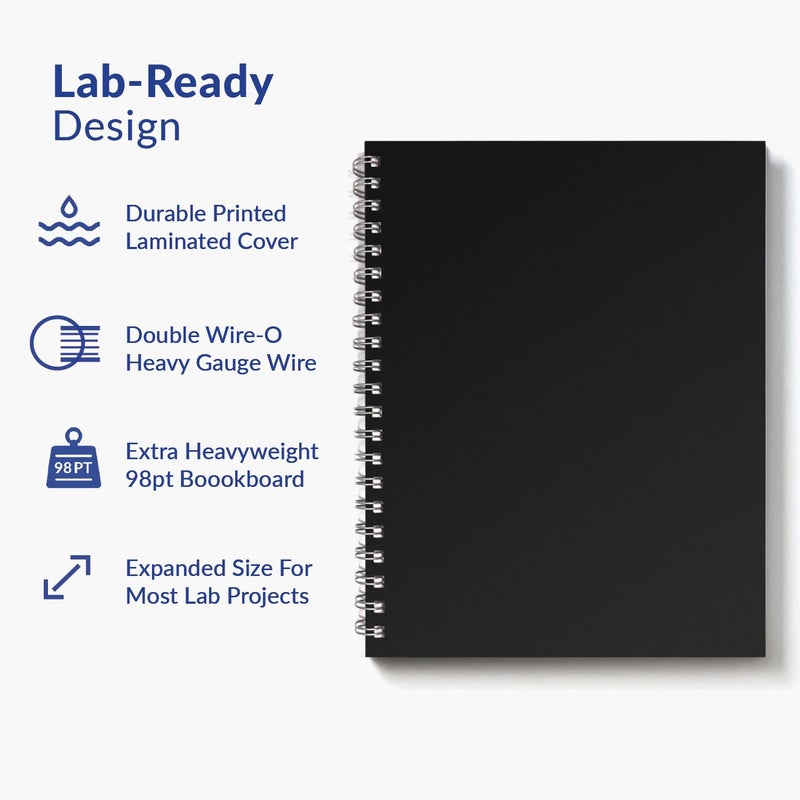 Vela Sciences Advanced W7-B Expanded Wirebound Lab Notebook, 9.25 x 11.75 in (23.5 x 30 cm), 144 Pages, Double Wire Looped, 70lb Heavyweight Paper (1-Pack, Grid) - Image 3